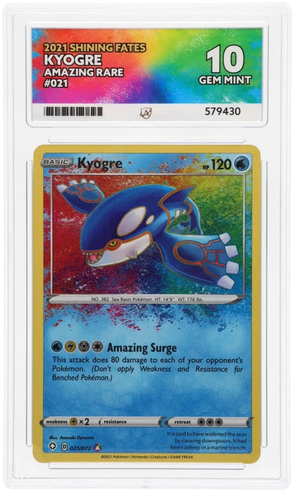 Kyogre - Shining Fates - 021/072 - Amazing Rare - Graded ACE 10 - Pokemon Card