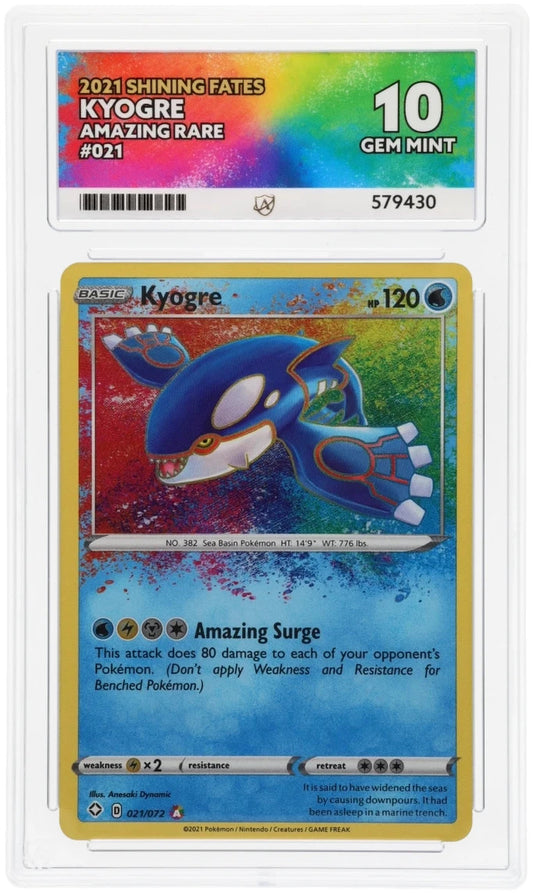 Kyogre - Shining Fates - 021/072 - Amazing Rare - Graded ACE 10 - Pokemon Card